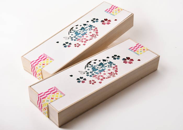 メッセージカード付夫婦箸＆箸置きセット箱のデザイン