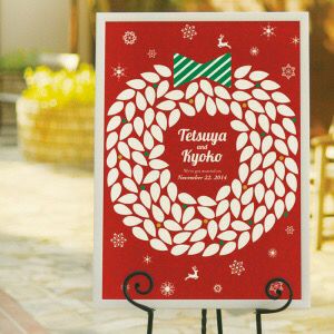 「クリスマスリースレッド（115名様用）」寄せ書きメッセージボード【ゲスト参加型】