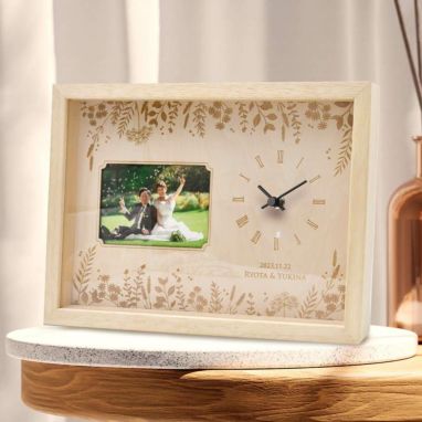 フォトフレーム付き木製時計「アルベロ」｜ご両親へのプレゼント