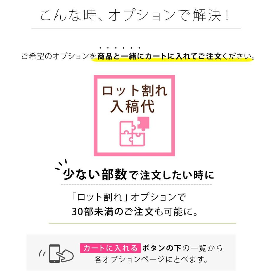 印刷付きオーダー席次表、ロット割れオプション