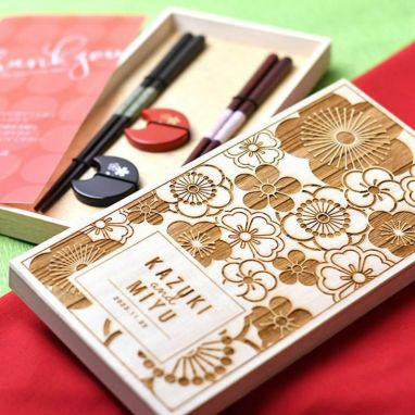 名入れ桐箱　夫婦箸＆箸置きセット「和ちゅらる華」