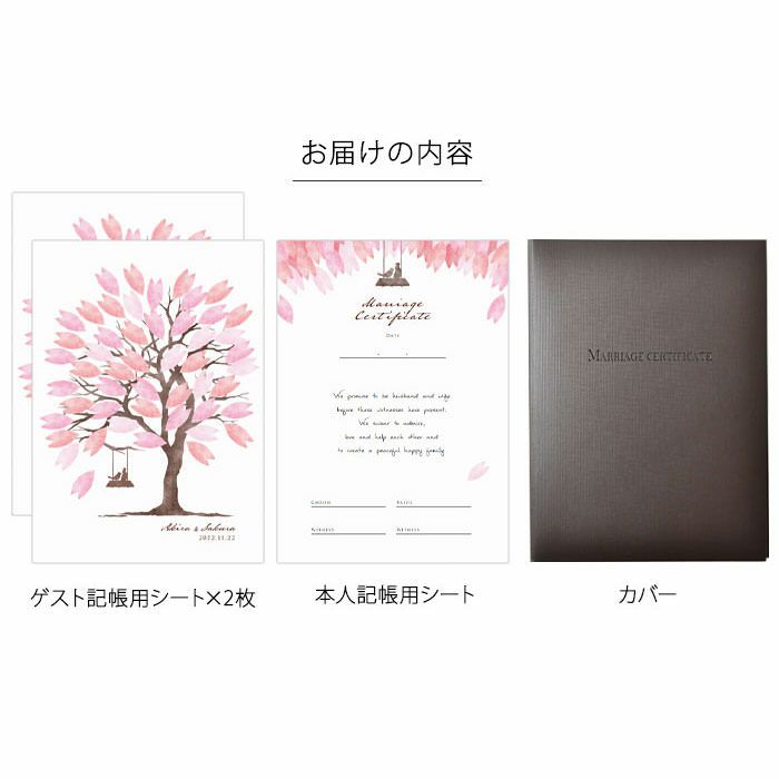 桜のウェディングツリーのゲスト参加型結婚証明書お届けの内容