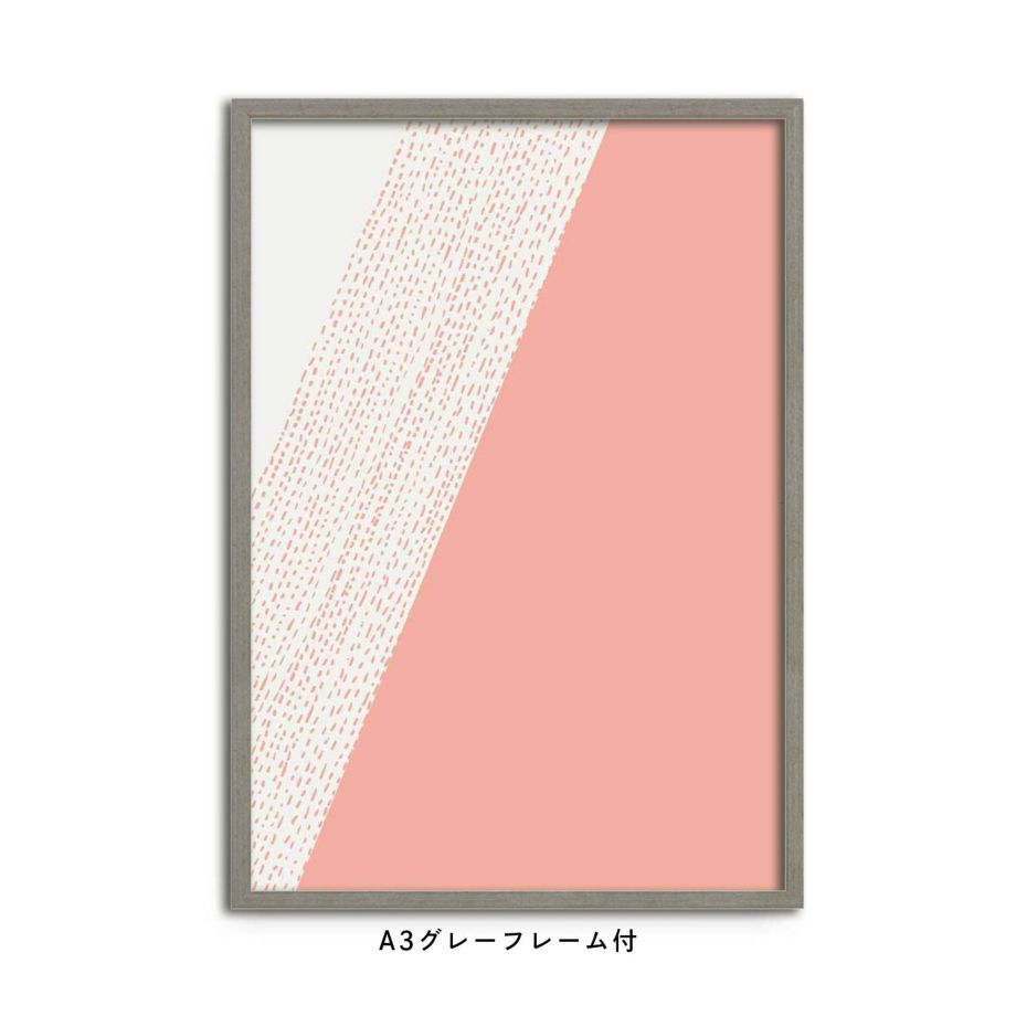 ピンク色のシェイプとドット柄のフレーム付ポスター