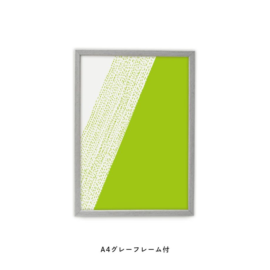 緑色のシェイプとドット柄のフレーム付ポスター