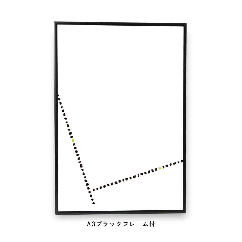 L字型の点線デザインのフレーム付ポスター