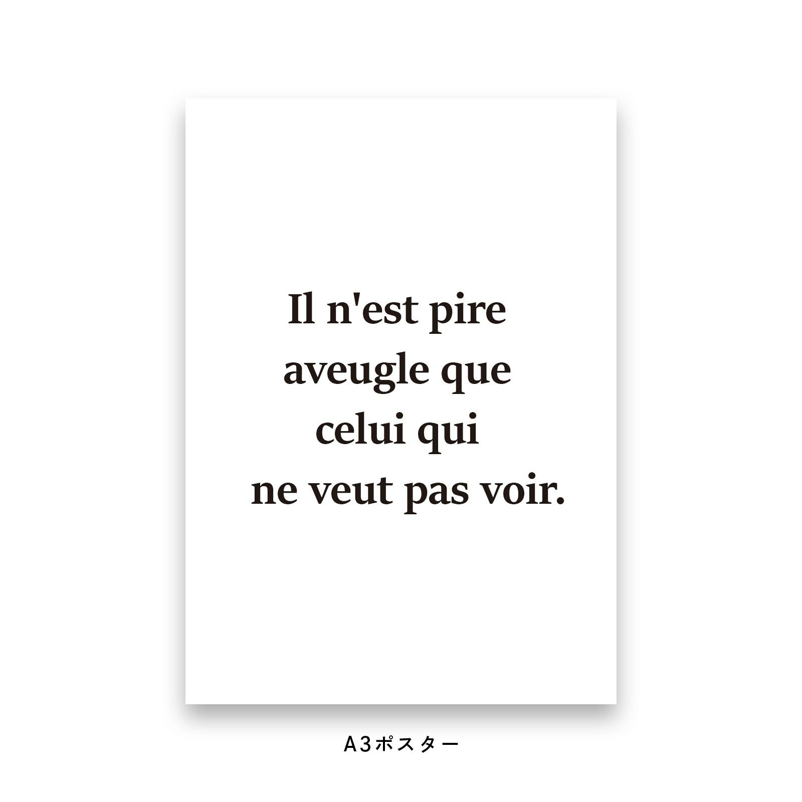 Il n'est pire aveugle que celui qui ne veut pas voir.と書かれたポスター
