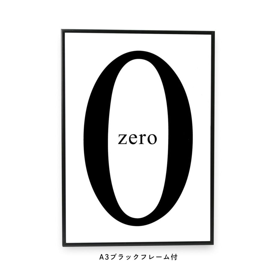 数字の0を使ったデザインのフレーム付モノクロポスター