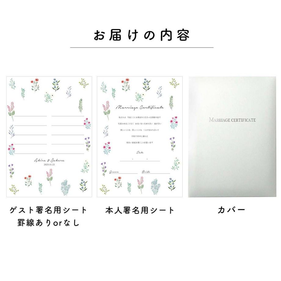 少人数専用ゲスト参加型結婚証明書お届けの内容