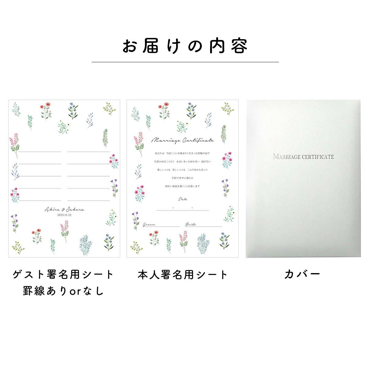 少人数専用ゲスト参加型結婚証明書お届けの内容