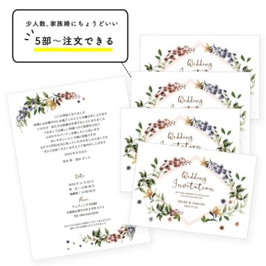 招待状手作りセットの購入特典のテンプレート印刷例