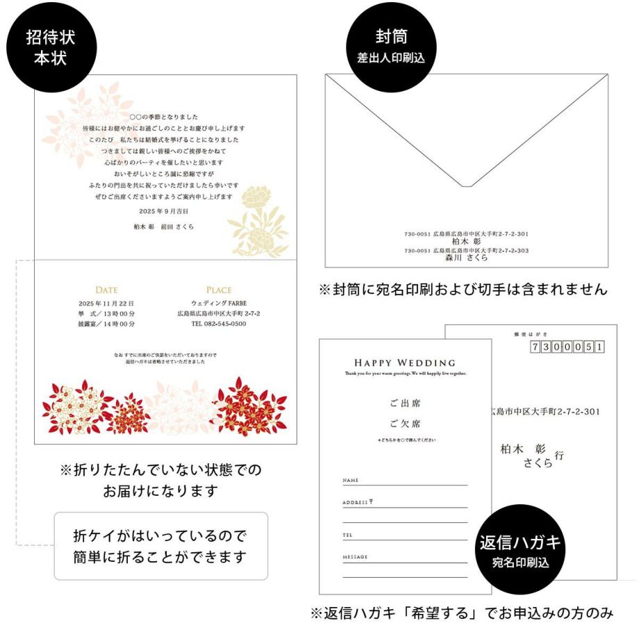結婚式招待状 封筒（差出人） 31〜40枚