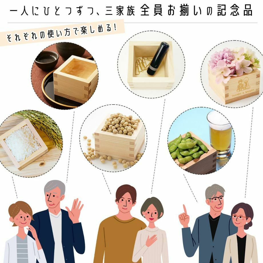 一人にひとつずつ三家族全員お揃いの顔合わせ食事会記念品