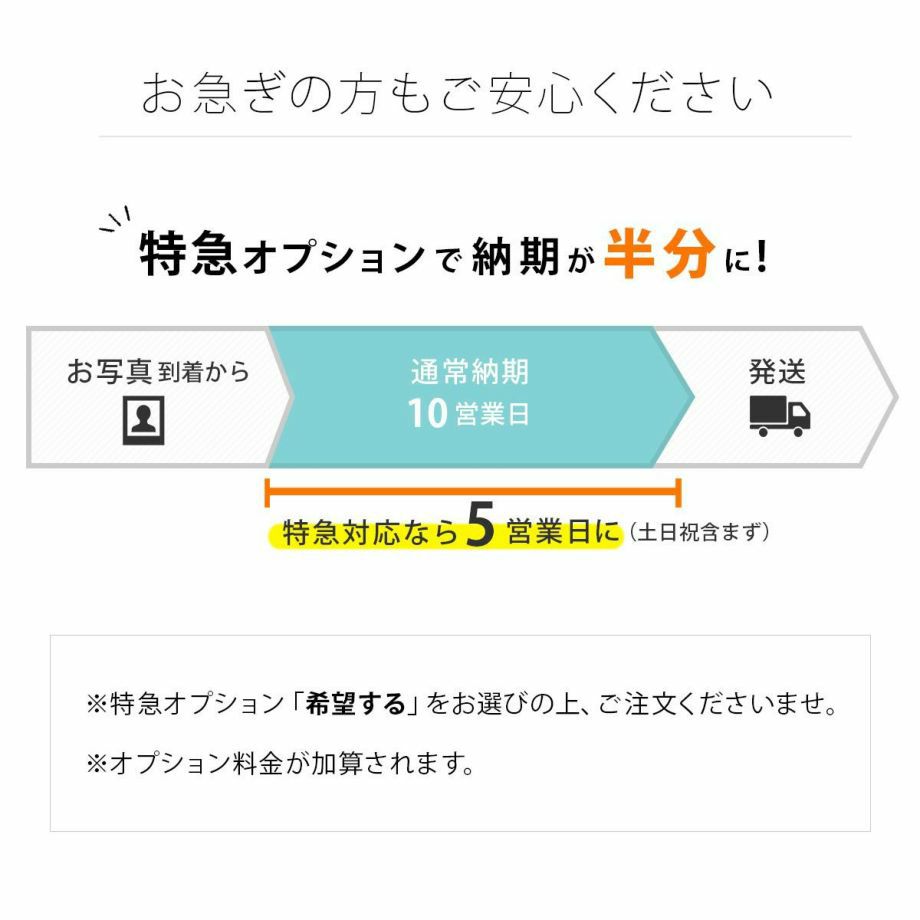 グラフィック写真ウェルカムボードお急ぎの方も安心な特急オプション