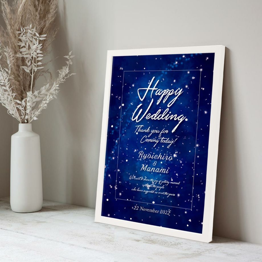 結婚式でゲストをおしゃれにお出迎えするキラキラ輝く満点の星空デザインのウェルカムボード