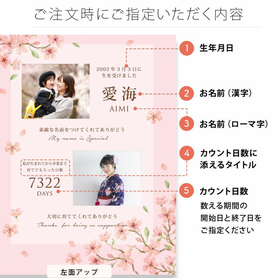 卒業お礼ギフト子育て卒業証書オリジナル名入れ項目