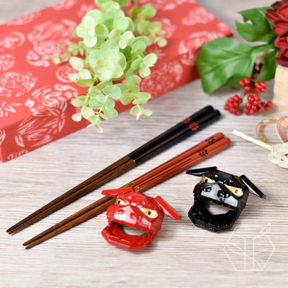 菊小紋お箸×獅子舞箸置きのお祝いにぴったりなギフトセット