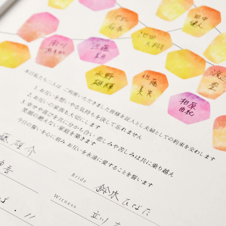 自分たちの言葉で誓いを宣言できる結婚証明書