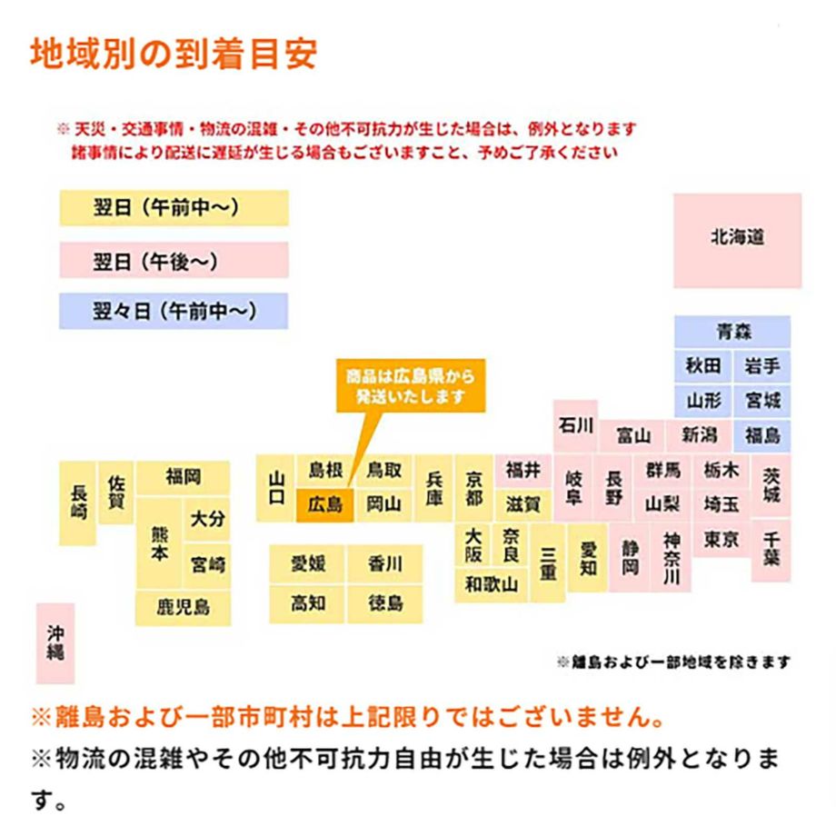 地域別の到着目安