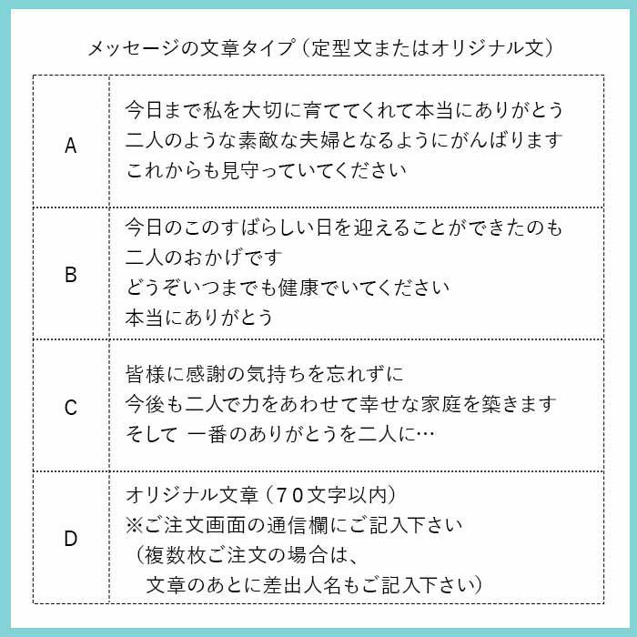 メッセージ文章は定型文orオリジナル文が選べます