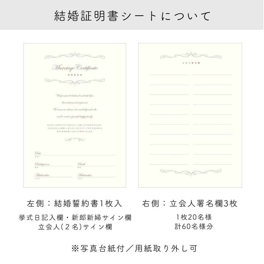 結婚証明書シートについて