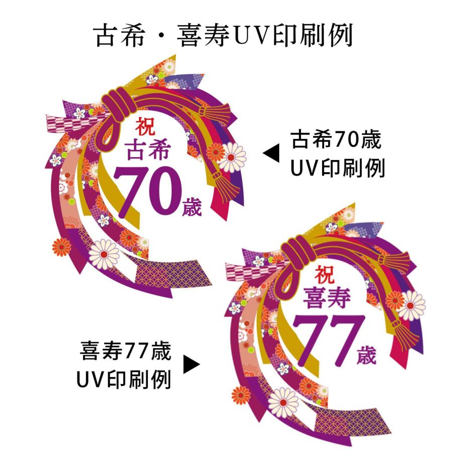 古希70歳・喜寿77歳UV 印刷例