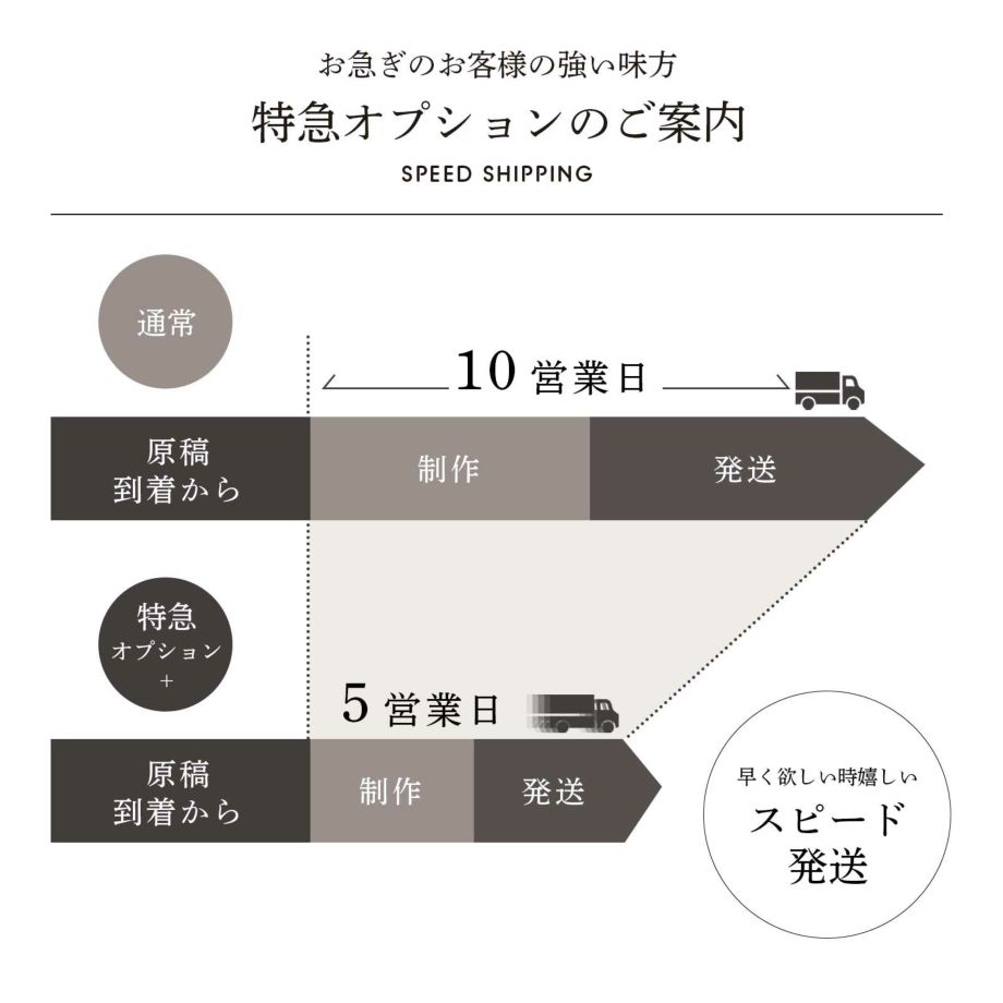 特急オプション追加でスピード配送も可能