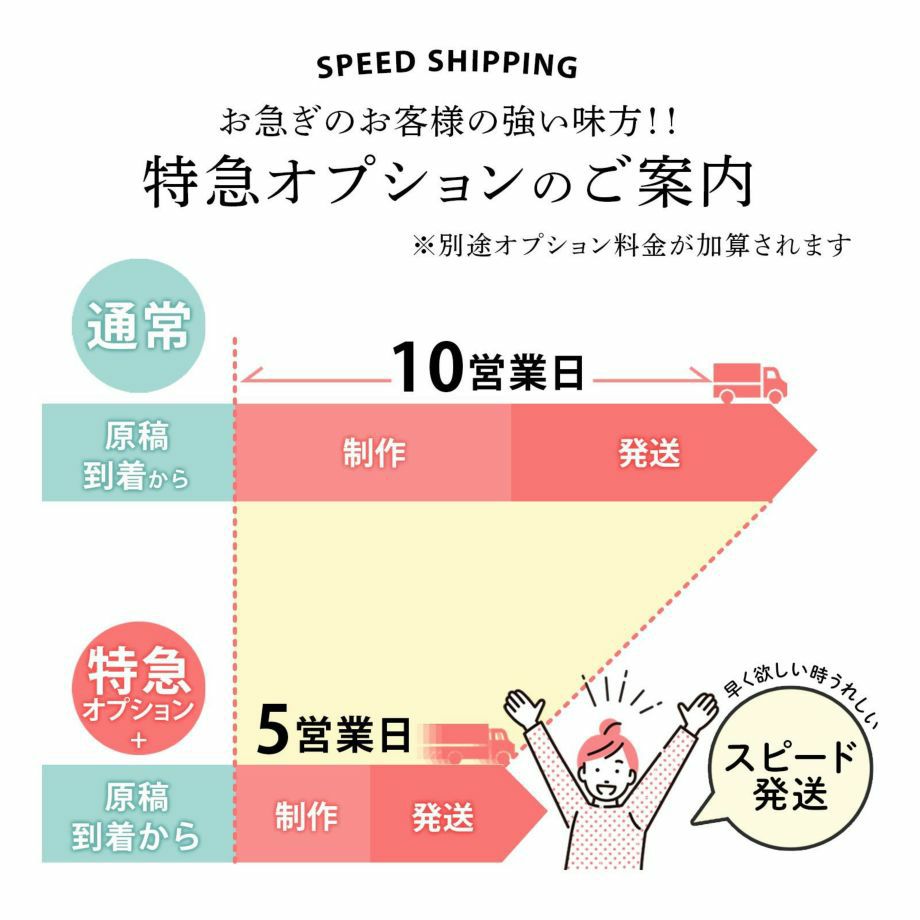 特急オプション追加でスピード配送も可能