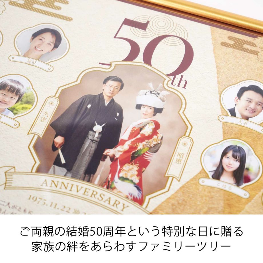 ご両親結婚50周年という特別な日に贈る家族の絆をあらわすファミリーツリー