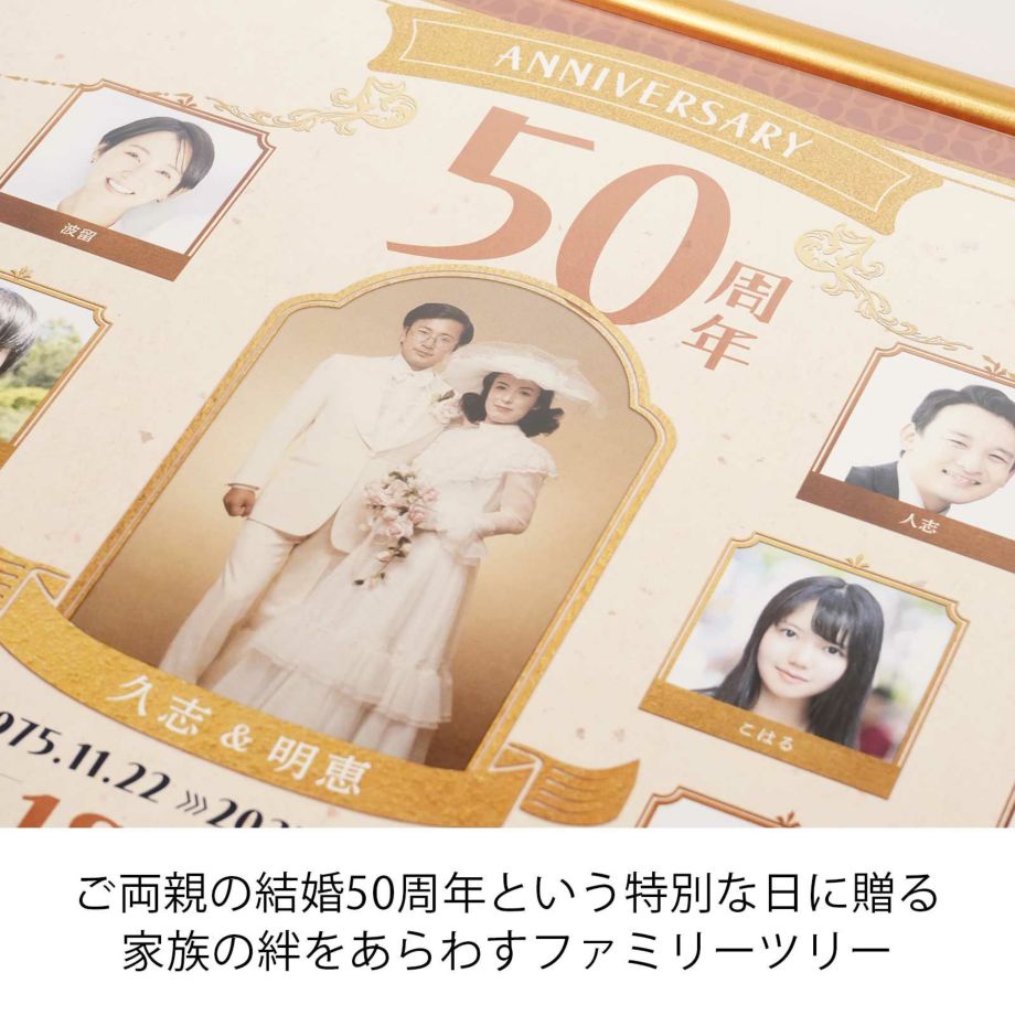 ご両親結婚50周年という特別な日に贈る家族の絆をあらわすファミリーツリー