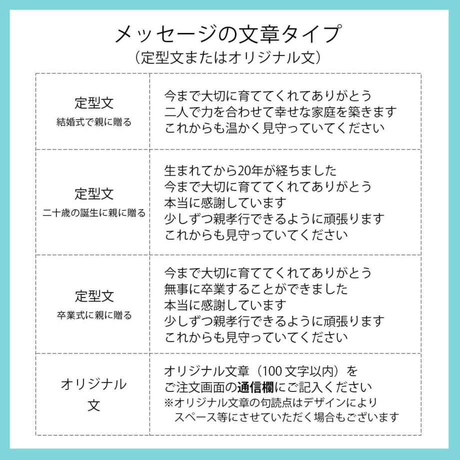 メッセージは定型文orオリジナル文が選べます