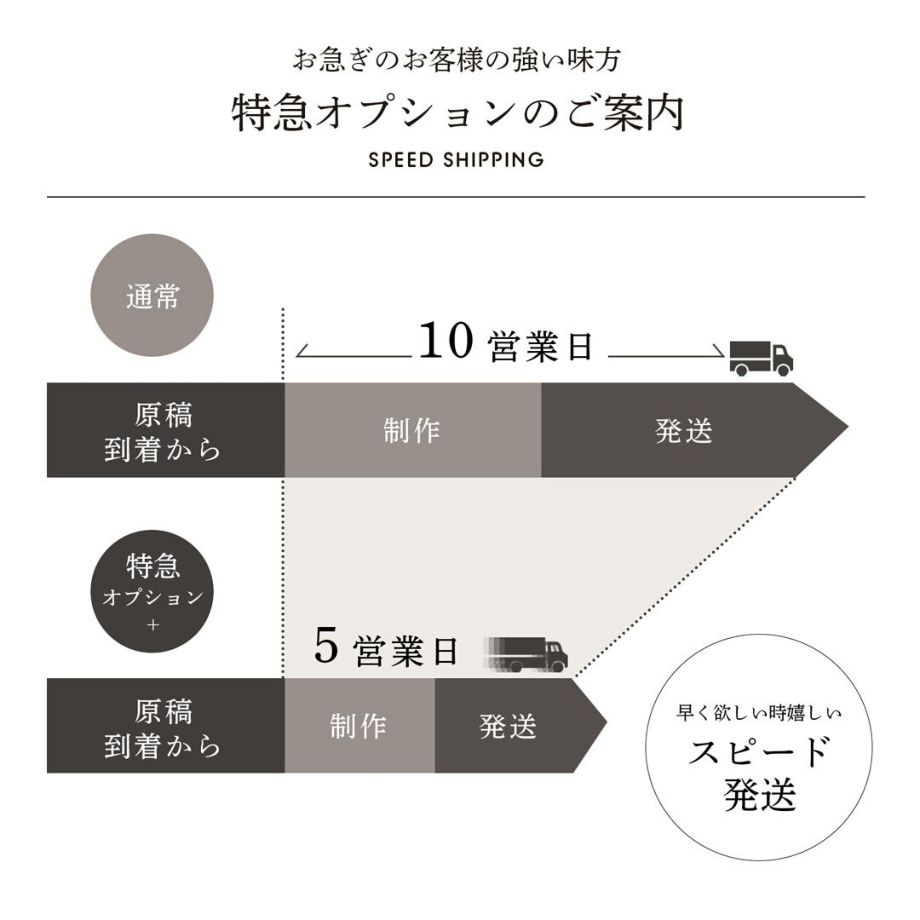 特急オプション追加でスピード発送も対応可能