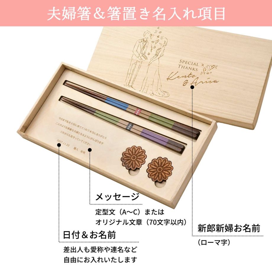 夫婦箸＆箸置き名入れ項目について