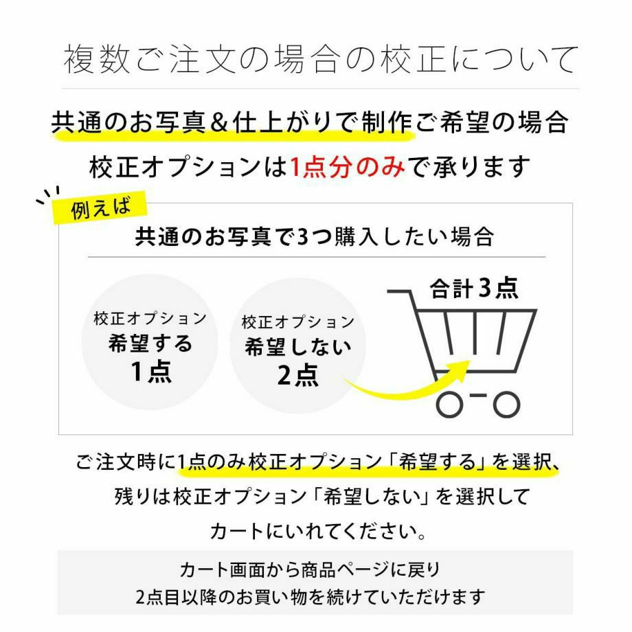 複数ご注文の場合の校正（お客様事前チェック）について