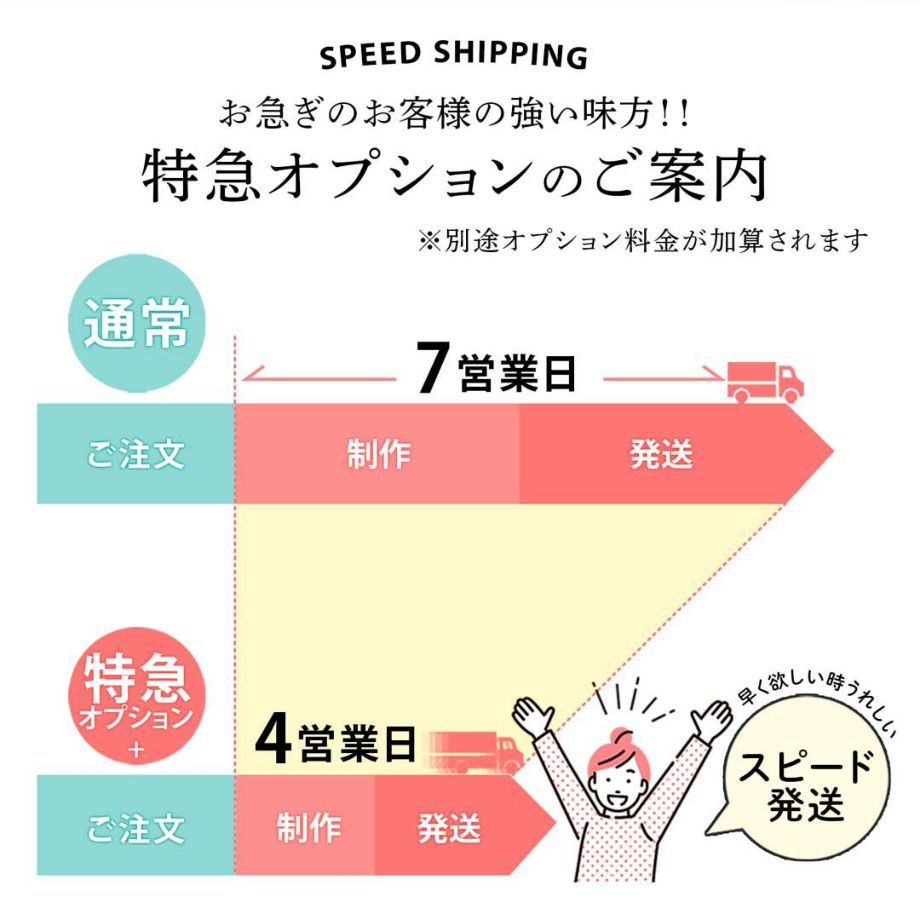 特急オプション追加でスピード発送も対応可能