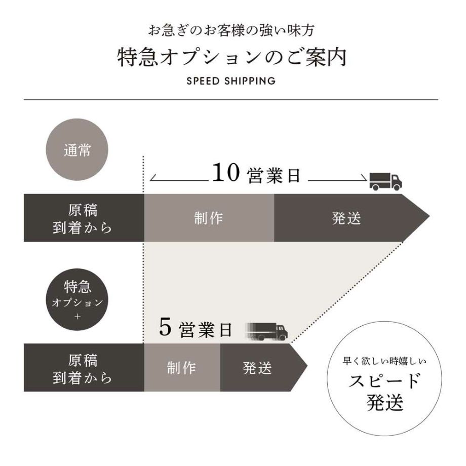 特急オプション追加でスピード発送対応可能