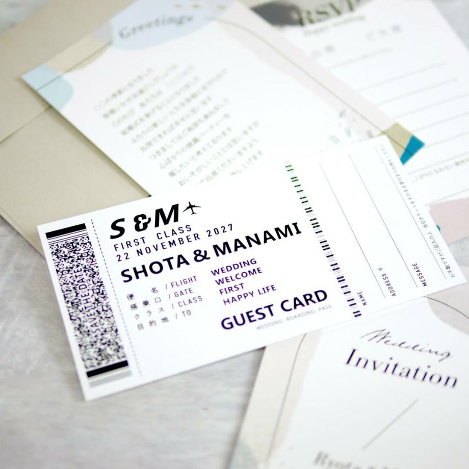 結婚式のテーマに合わせて5種類のデザインから選べるゲストカード