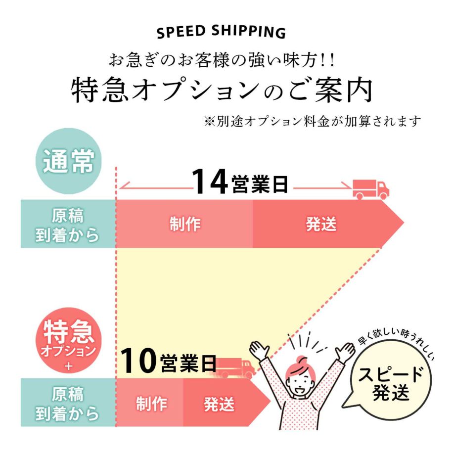 特急オプション追加でスピード発送も対応可能