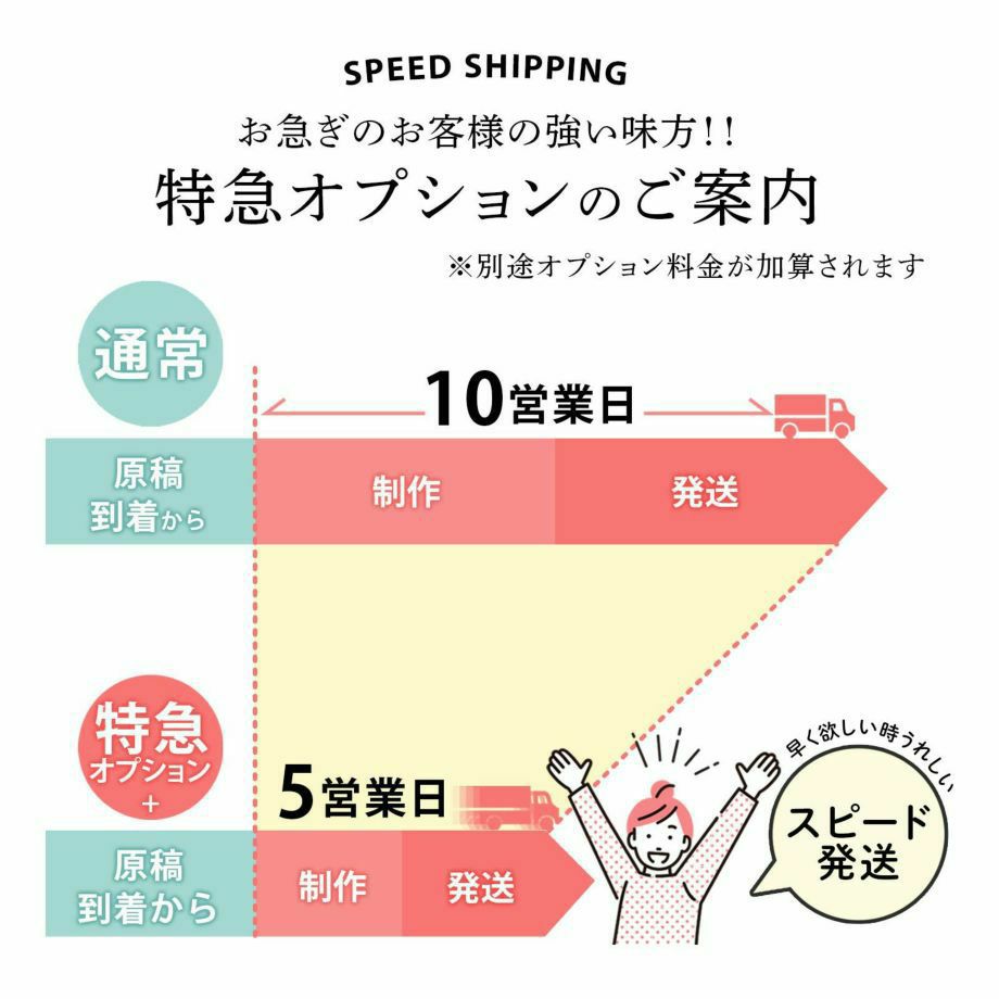 通常10営業日・特急5営業日で商品お届け