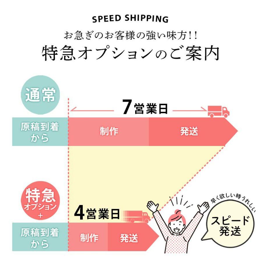 特急オプション追加でスピード発送も対応可能