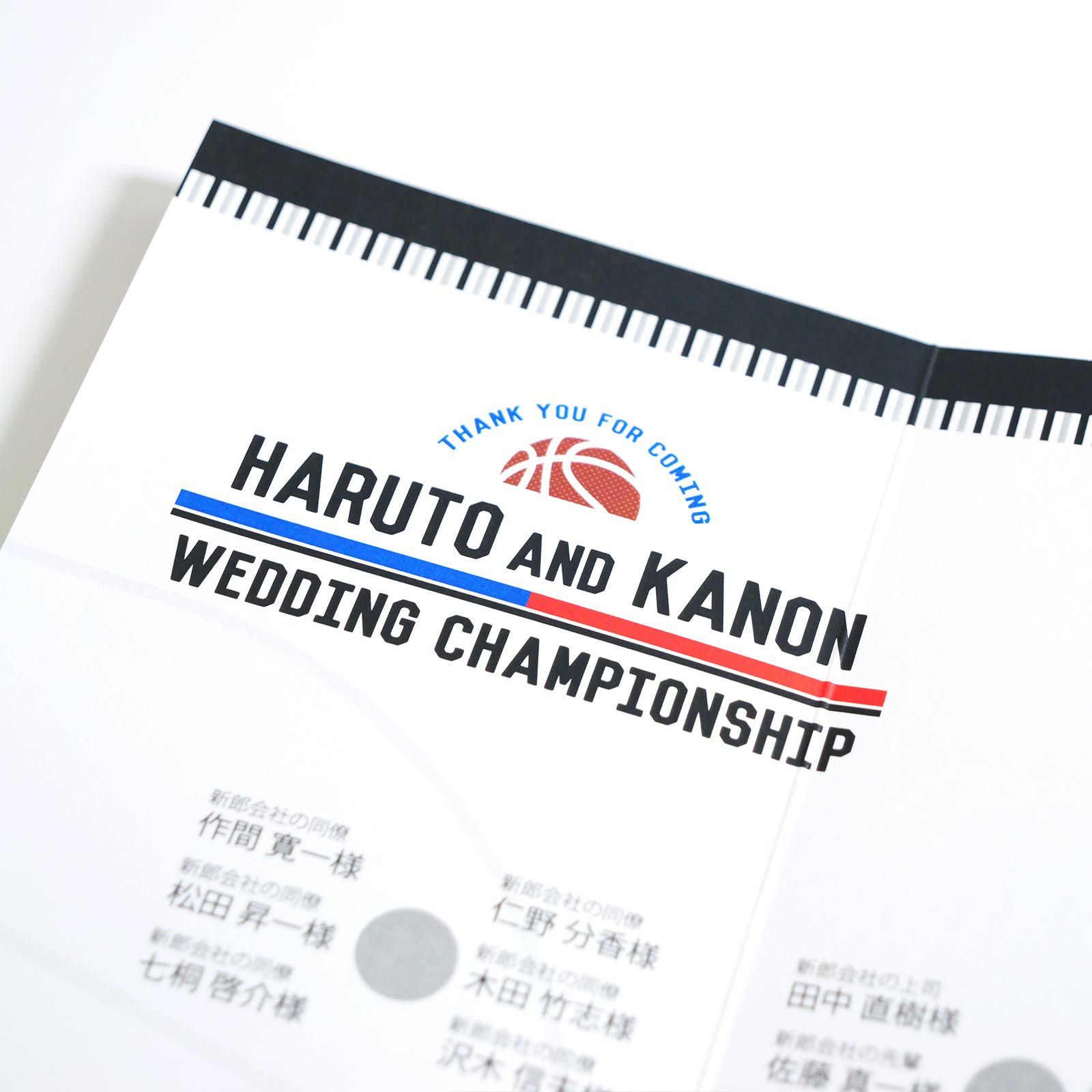 新郎新婦様のお名前が入る席次表