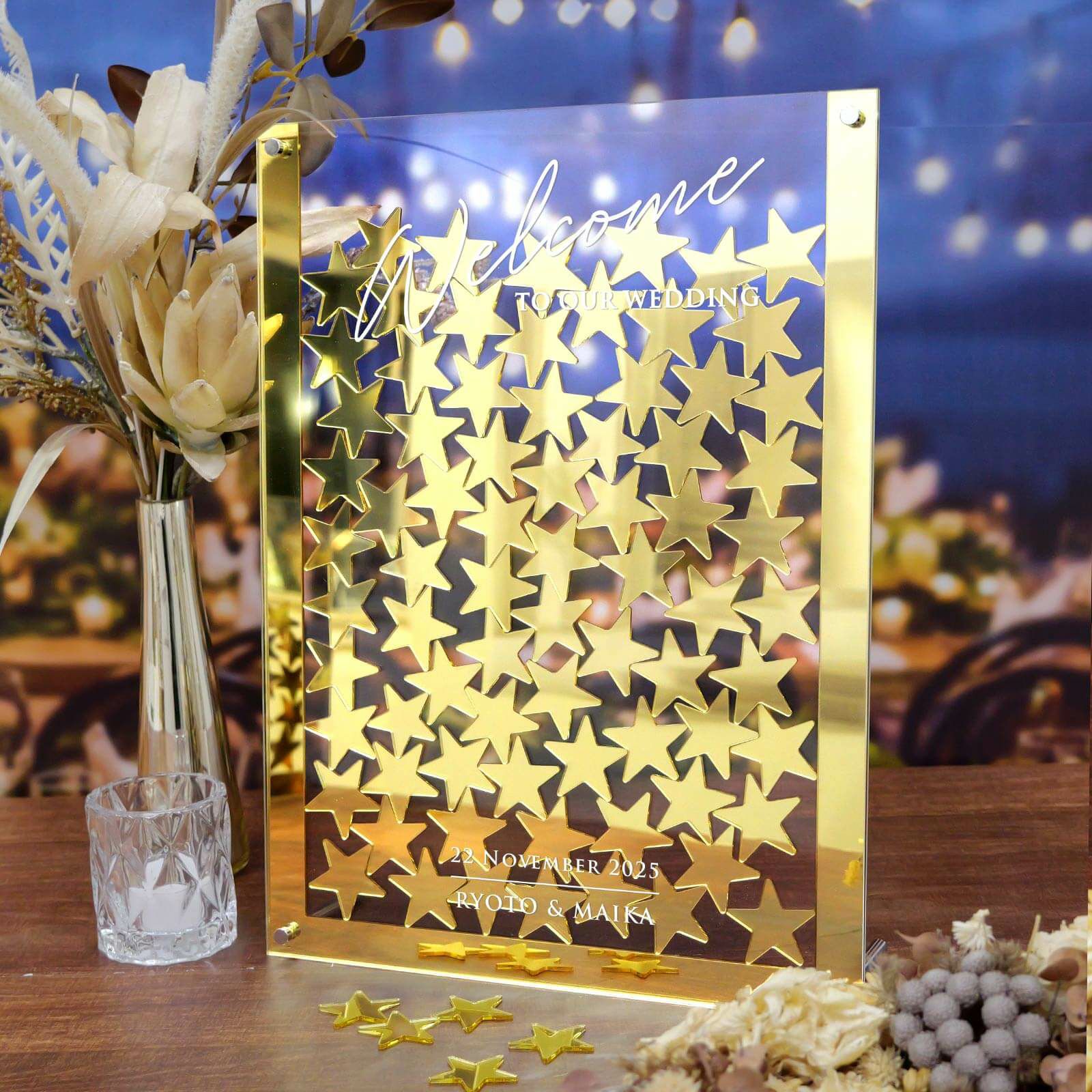 ゴールドの星型チップのウェディングドロップス