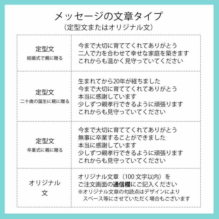 メッセージは定型文orオリジナル文から選べます