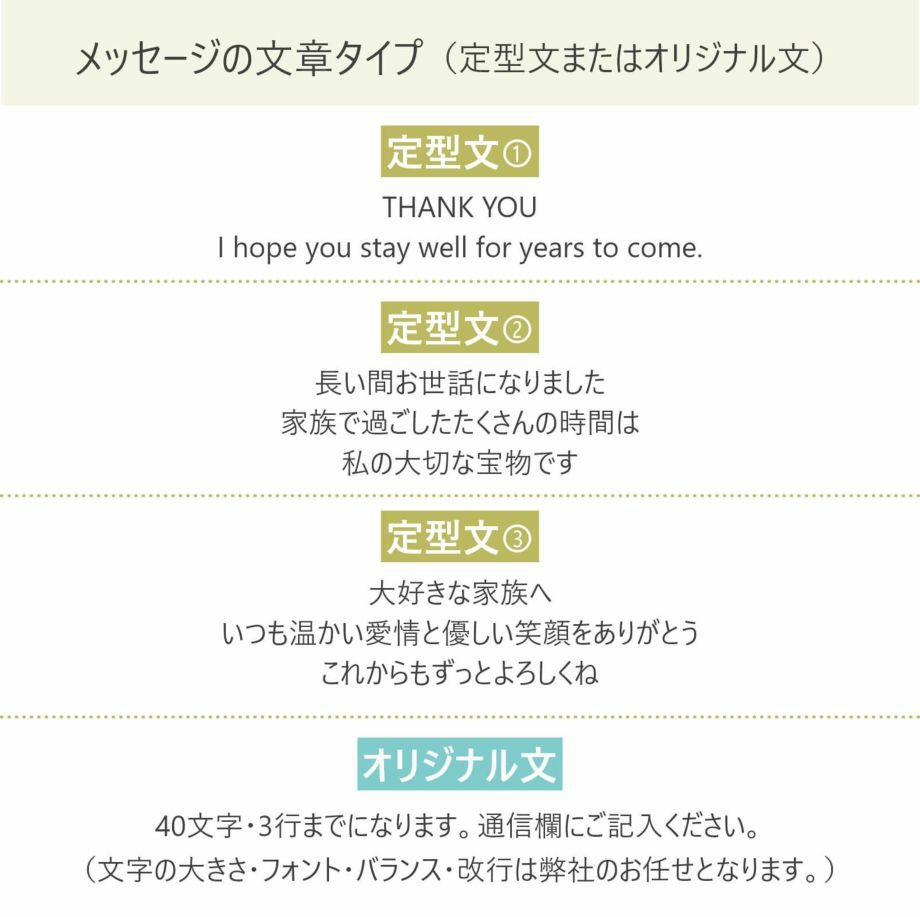 メッセージは定型文orフリーメッセージから選べます