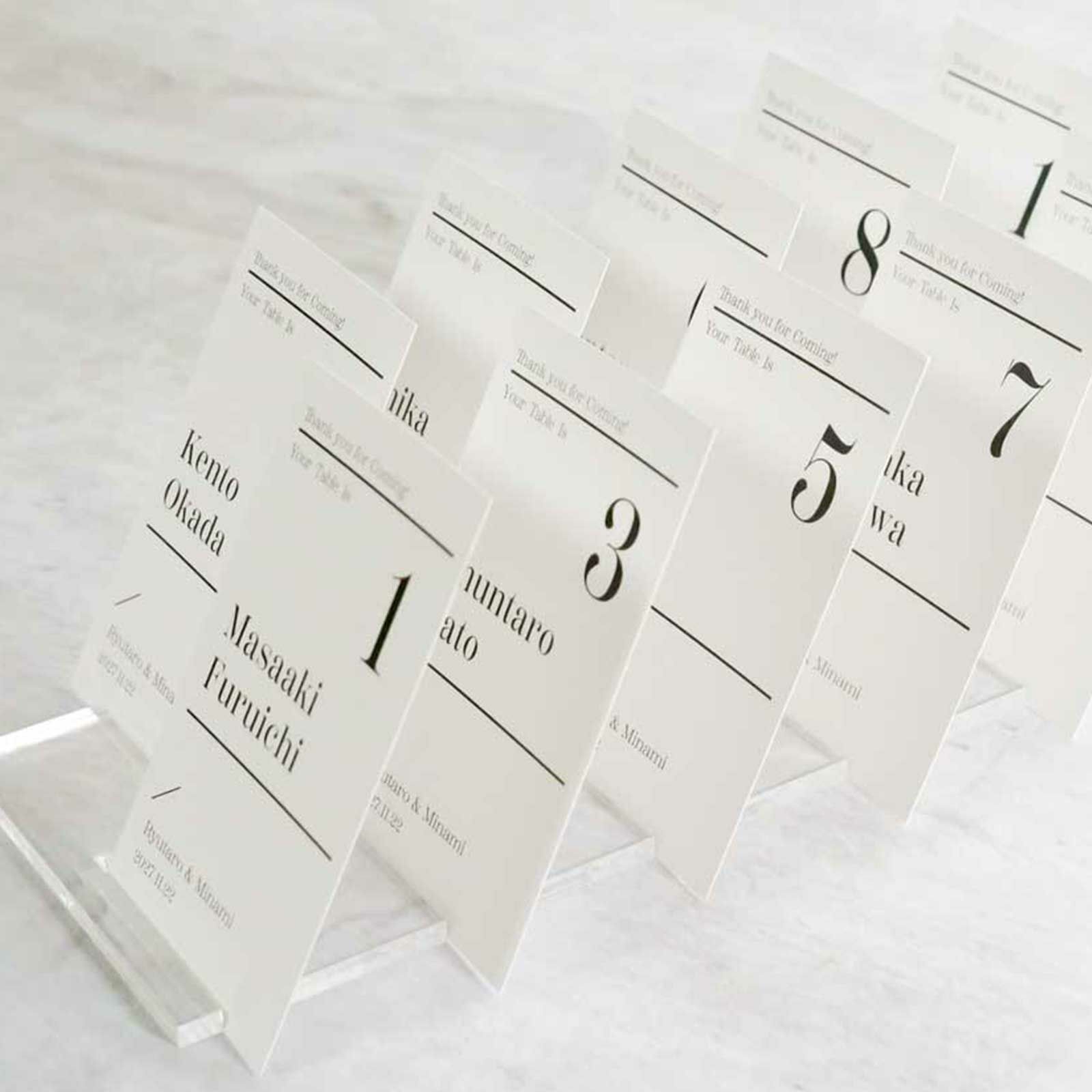 テーブルナンバー入りエスコートカード