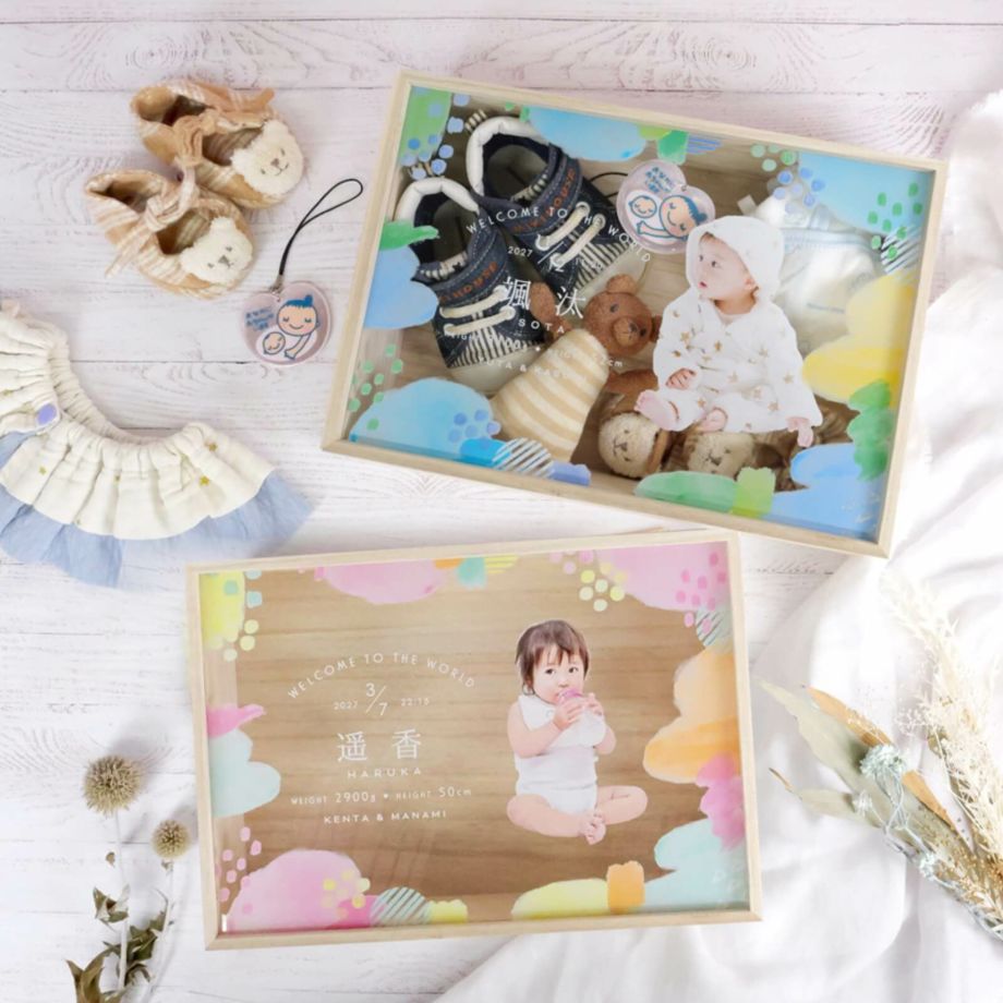 命名書としても飾れる写真付メモリアルボックス