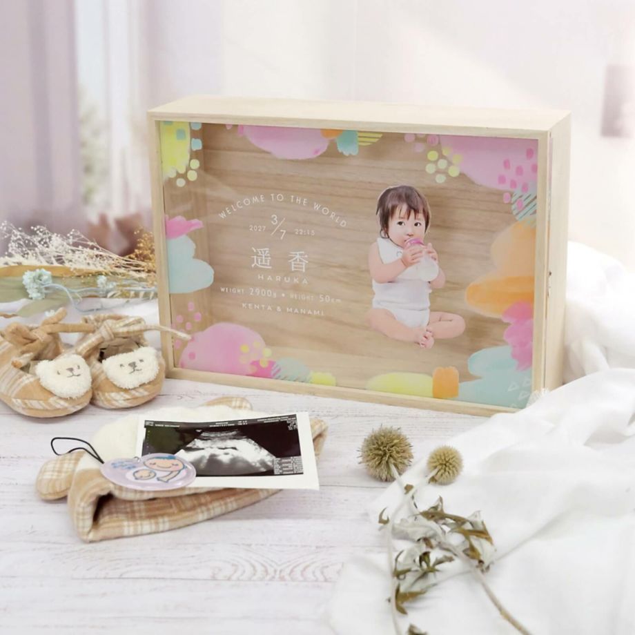 1つで二役！写真入り命名書付メモリアルボックス