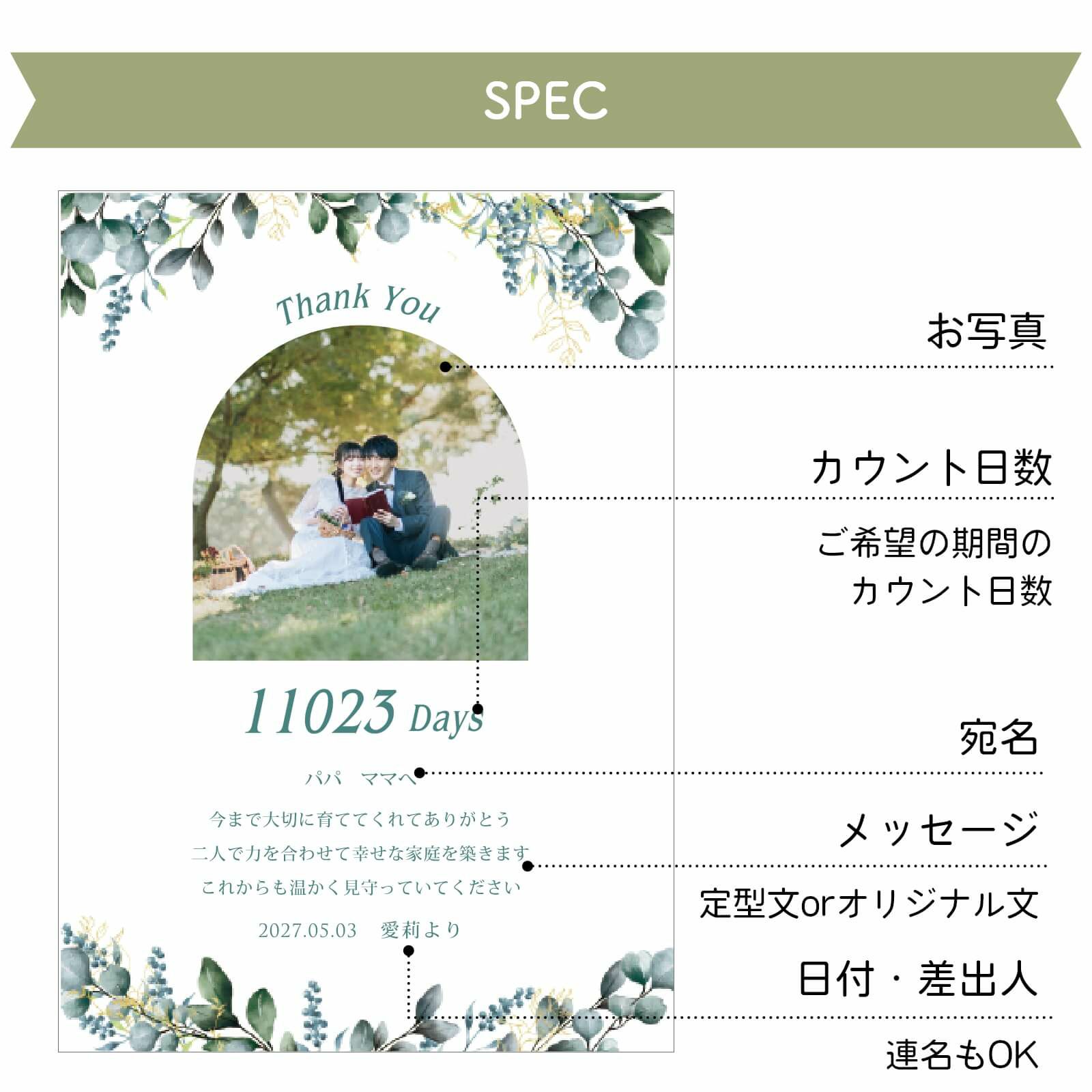 コンパクト子育て感謝状名入れ項目について