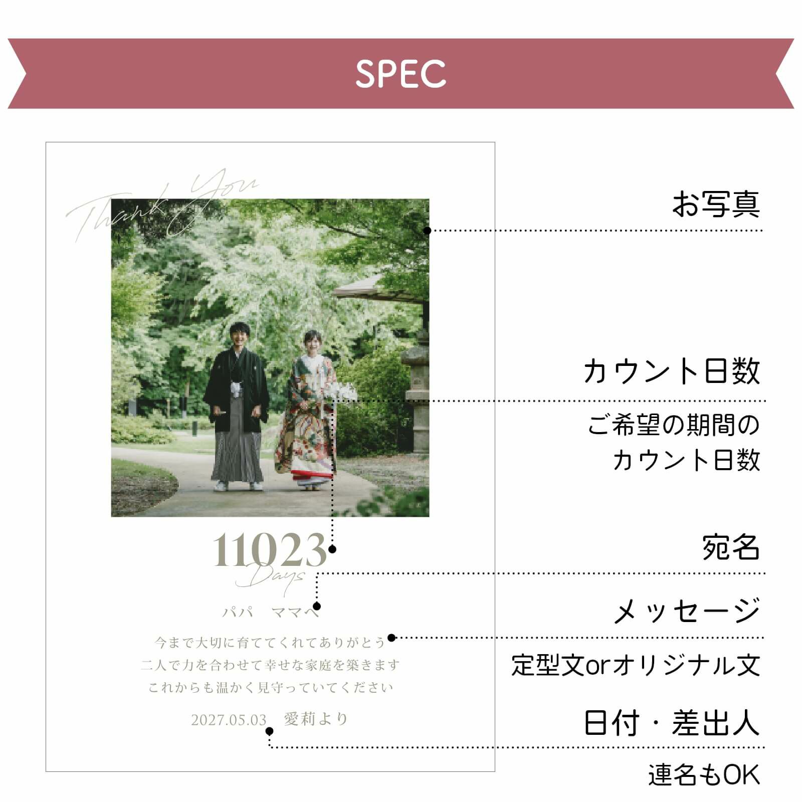 コンパクト子育て感謝状名入れ項目について