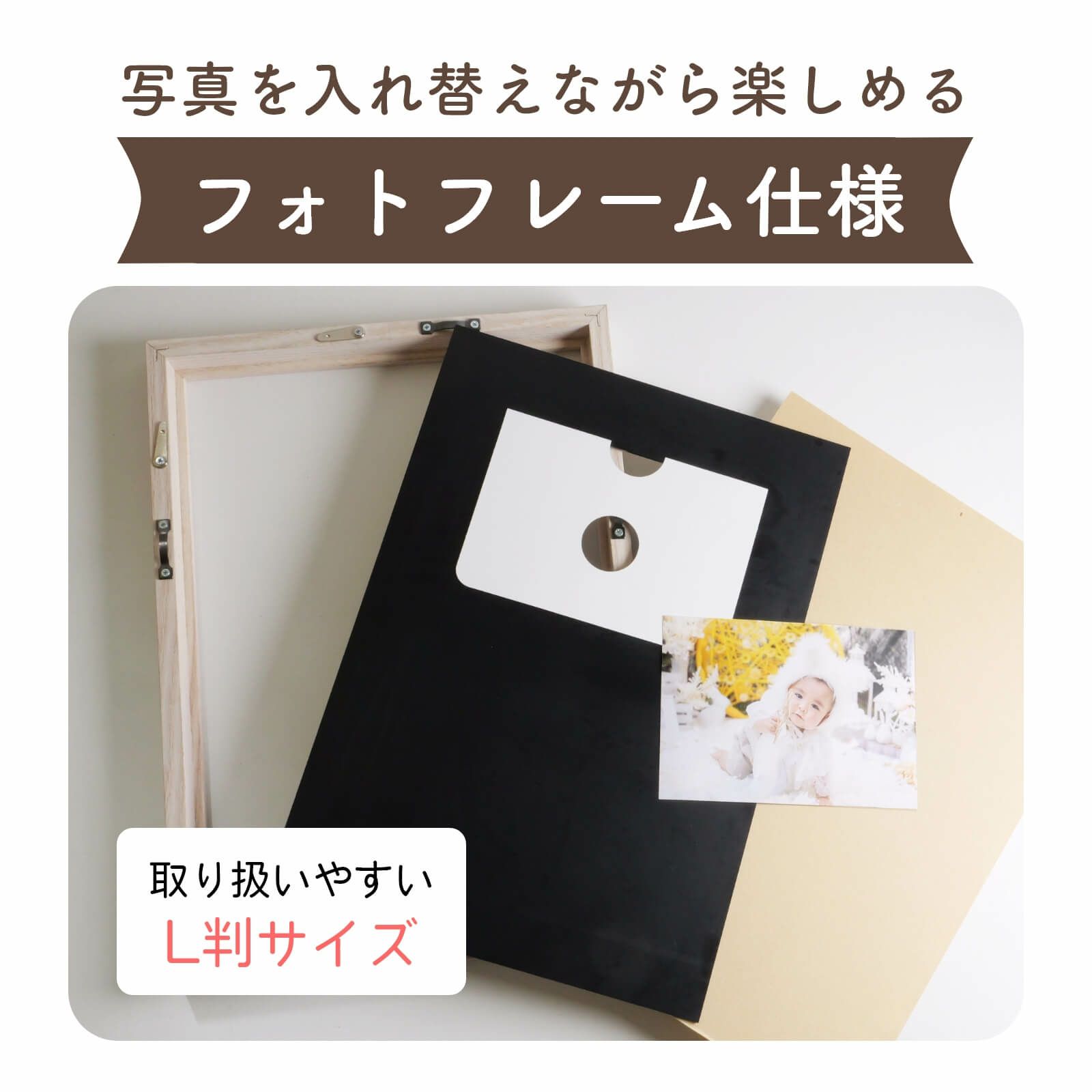 写真を入れ替えながら楽しめるフォトフレーム仕様