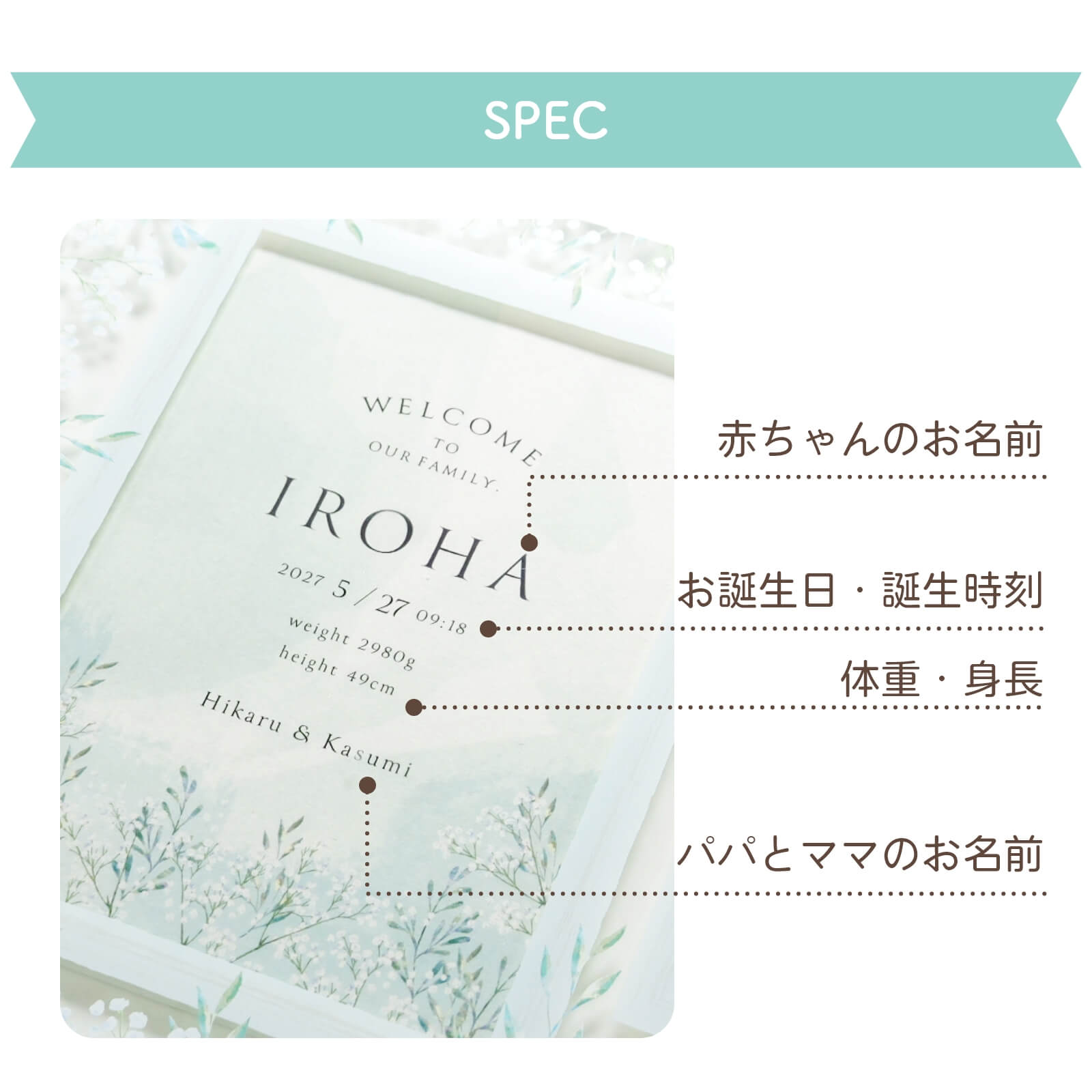 かすみ草命名書の展開図
